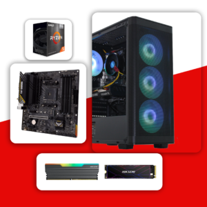 PC AMD RYZEN 5 5600GT – BOARD ASUS TUF GAMING A520M WIFI – FUENTE 600W 80 PLUS BRONCE – DDR4 16GB 3200MHz RGB- SSD M.2 512GB – CHASIS CL-X19 – 4 FANS